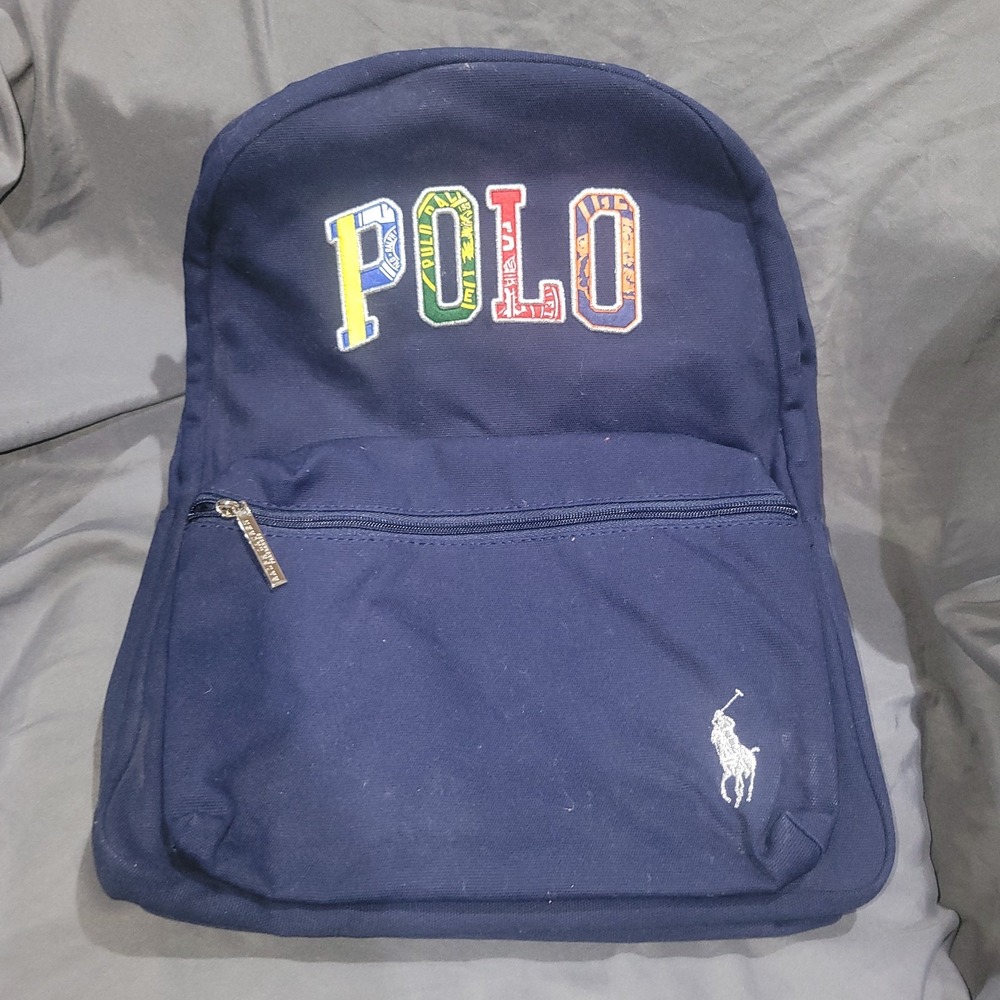Polo Ralph Lauren Navy Blue Backpack Multicolor Logo New With Tags NWT